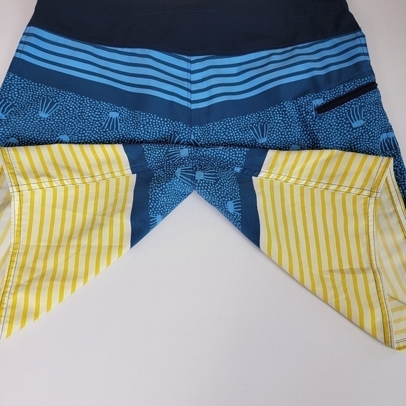 Patagonia Blue And Yellow Stretch Plaining Swim/Boardshorts Sz 32 (M) NWOT - Picture 5 of 15